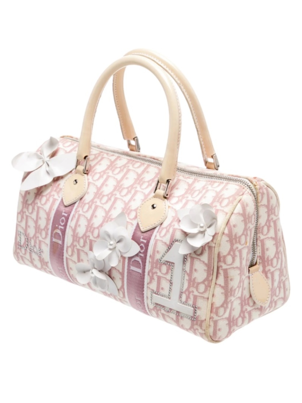 Dior Pink Logo Mini Satchel with Pearl Flower Appliqués - Picture 12 of 12